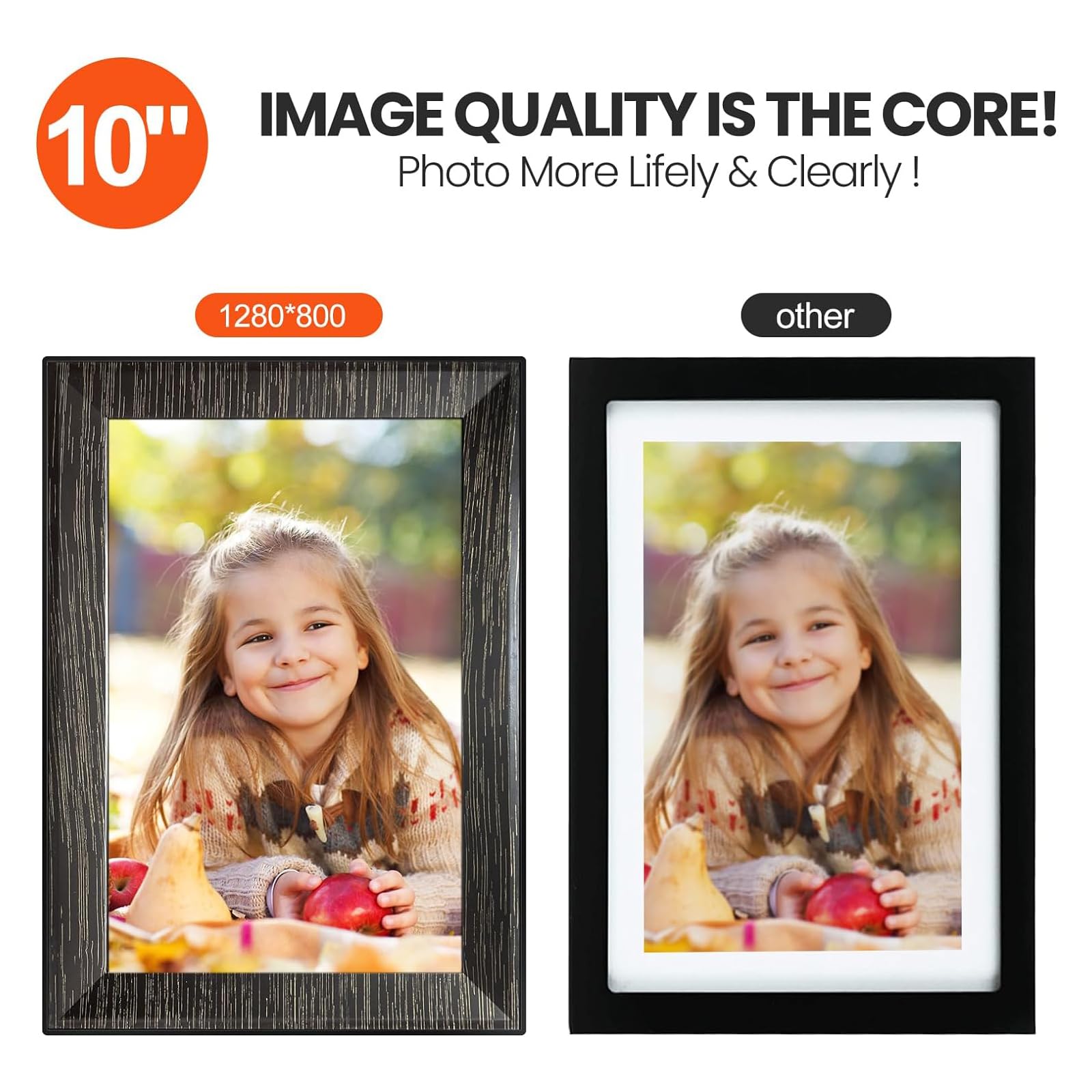 Frameo 10.1 Inch WiFi Digital Picture Frame,Electronic Frame,1280 * 800IPS HD Cloud Smart Digital Photo Frame 32gb Storage Wall Mountable Auto Rotate E