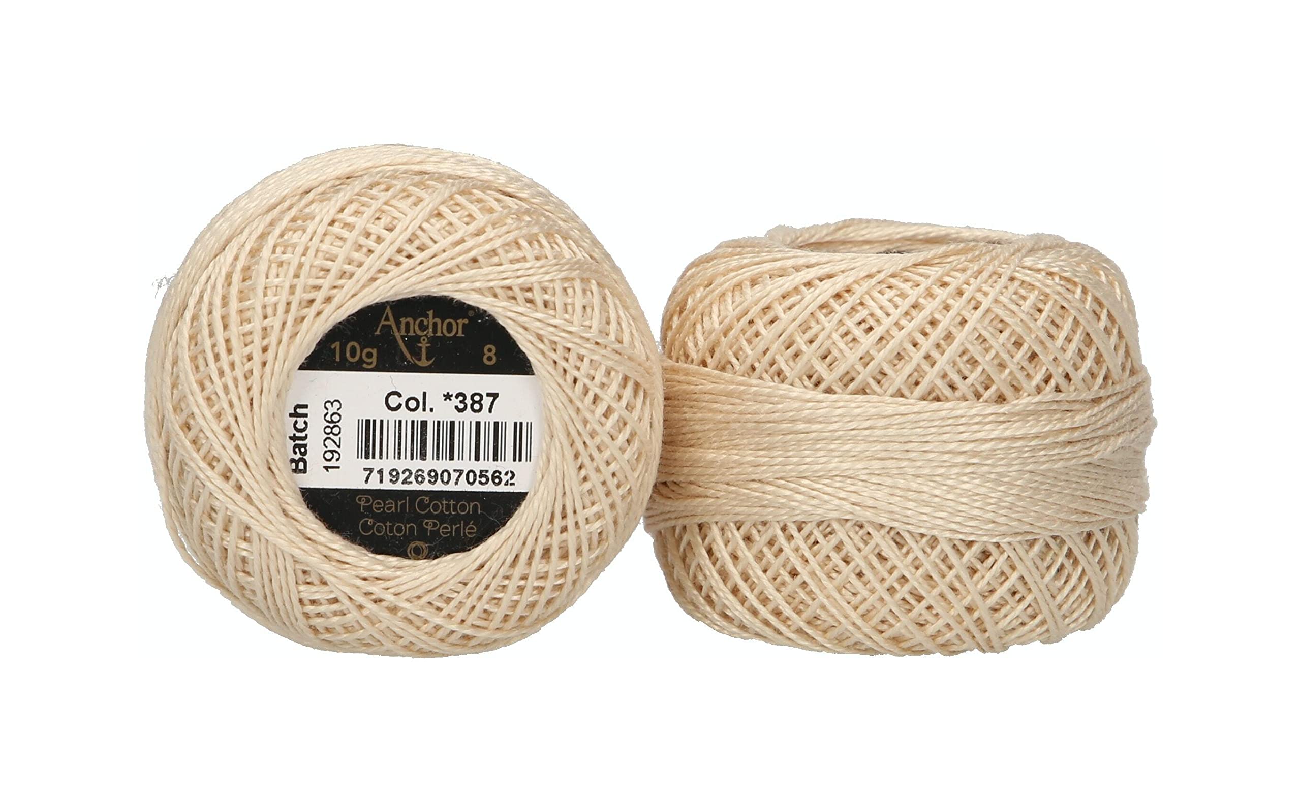 Anchor 4591008-00387 Embroidery Thread, 100% Cotton, Cream, Thickness 8, 82 m, 16 g — image 1