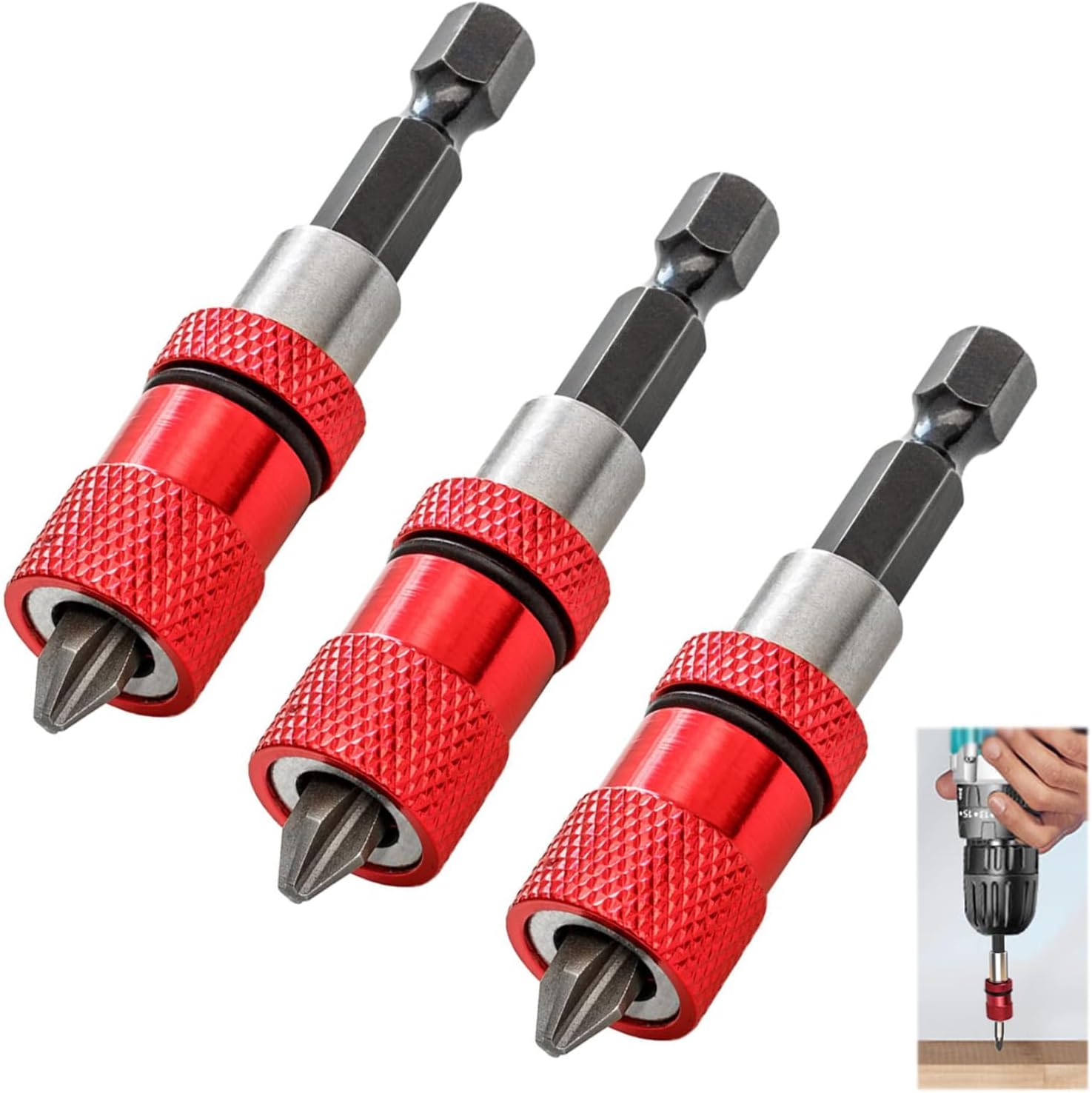 Drywall Drill Bit, 3 Pack QuickChange Bit Holders, Screw