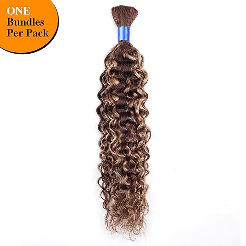 Miniatura 4 de Cabello humano ondulado a granel para trenzar, sin trama, 100% sin procesar, extensiones de cabello humano virgen brasileño, micro trenzado, 3.53 oz