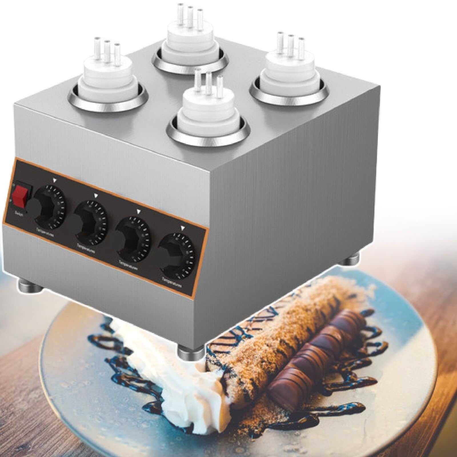 Chauffe-sauce électrique à 4 bouteilles pour maintenir vos nappages fluides et chauds