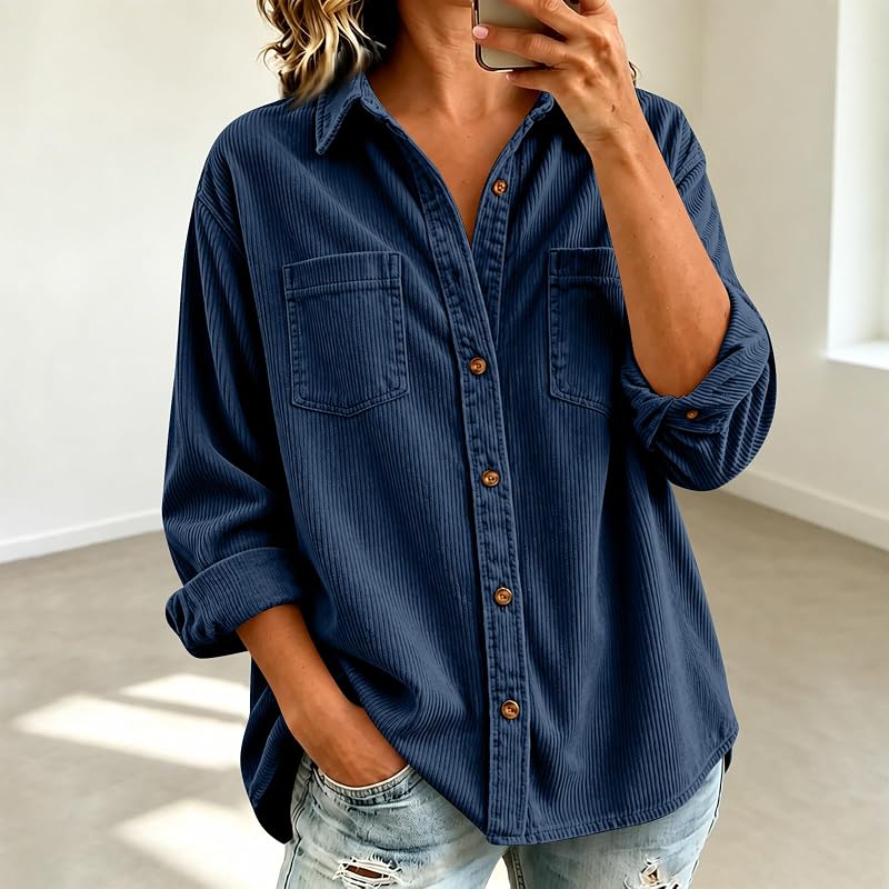 Generic Corduroy Jacket Women Lightweight Oversized Button – Corduroy Texture