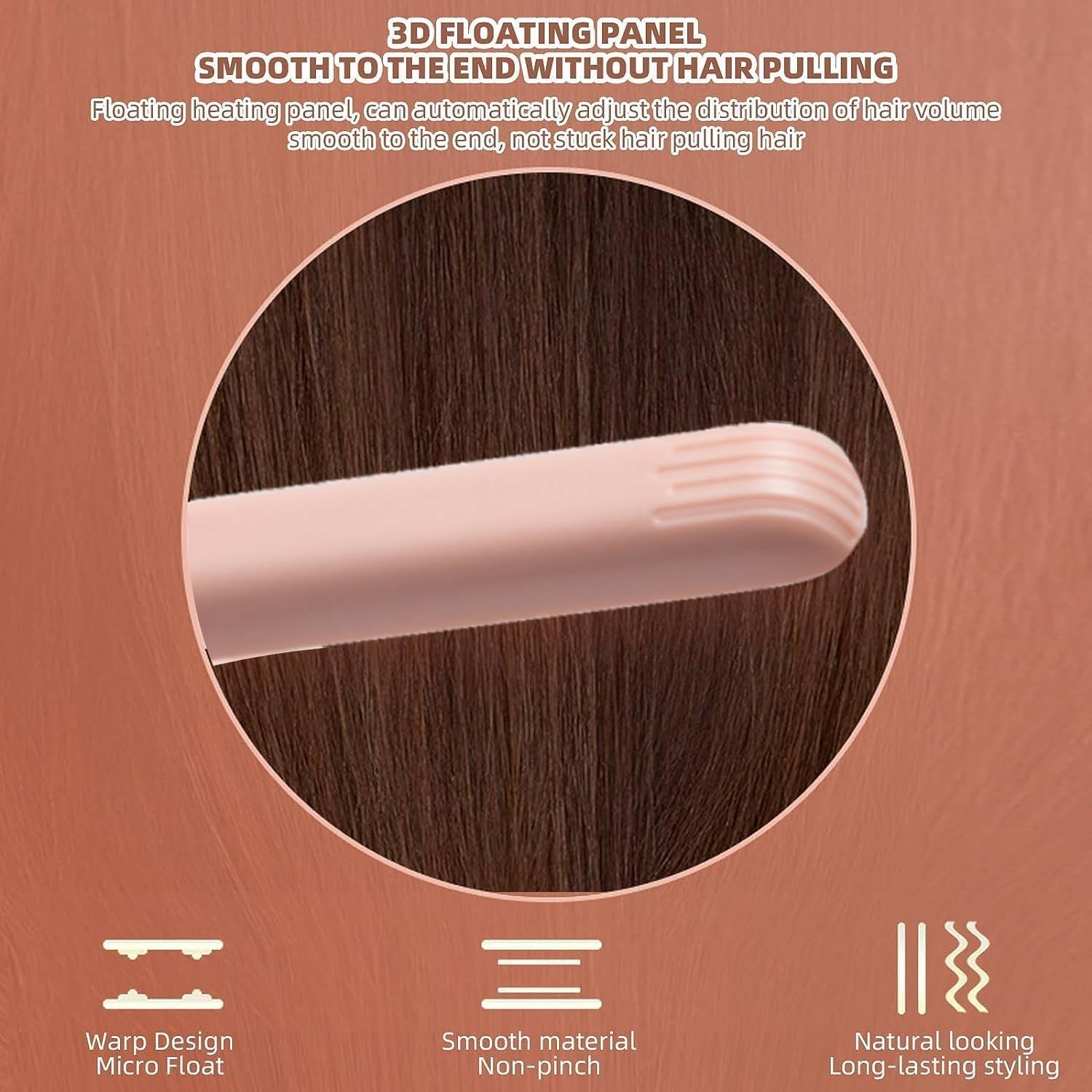 Mini à Friser et Fer Plat, Bigoudis Chauffant Sans Fil, Fer à Boucler Rechargeable USB, Pour Tous Types de Cheveux (Rose)