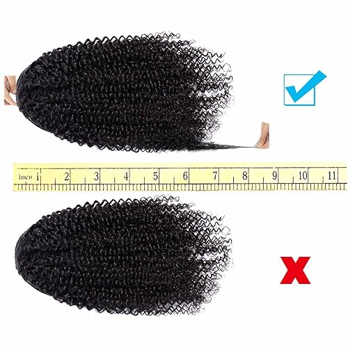 Miniatura 4 de Cola de caballo larga de 22 pulgadas, cola de caballo rizada pequeña, extensiones de cabello humano 100% humano, clip de rizo Jerry, negro natural