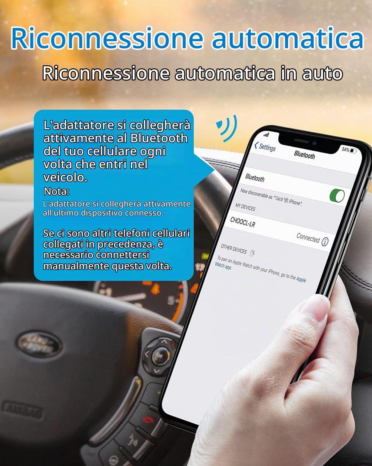 Adattatore Bluetooth per auto con cavo iPod - Adattatore audio Senza-fili premium per Land Rover, Range Rover e Jaguar - Bluetooth 5.0 con suono HD