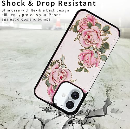 Miniatura 272 de UEEBAI Funda tipo cartera para iPhone 15 Pro Max con tarjetero, cubierta de cuero PU con soporte, bloqueo RFID, doble cierre magnético, relieve de