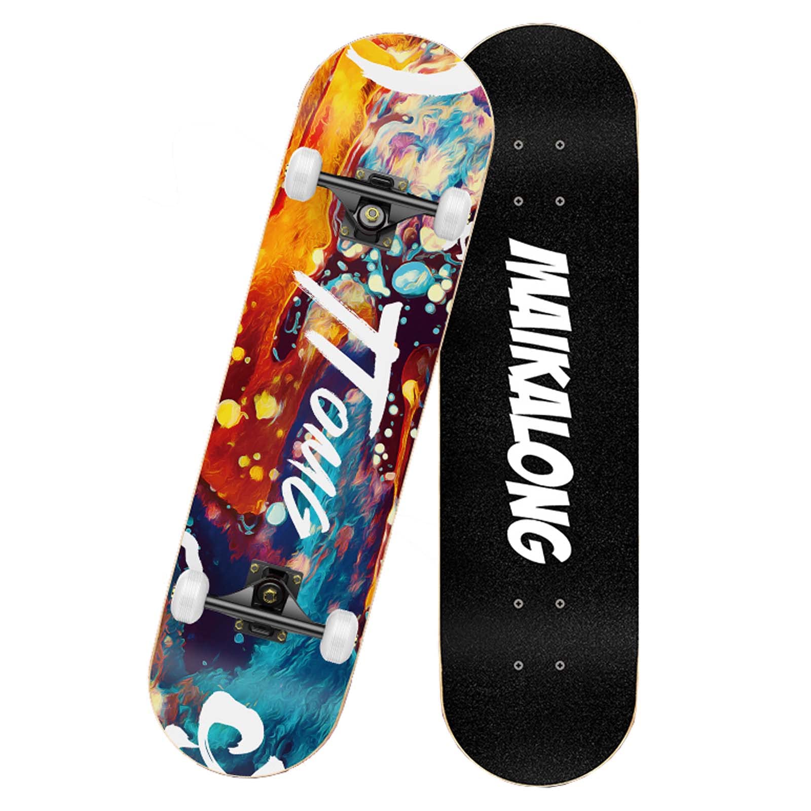 6 Layers Maple Wooden 31x8 Complete Skateboards Support 300lbs Standard Skateboard for Adults Beginners Teens Kids