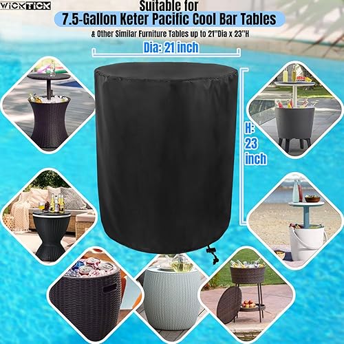 Miniatura 2 de Keter Pacific - Funda impermeable para muebles de patio al aire libre y mesa auxiliar de bañera de hidromasaje con enfriador de cerveza y vino de