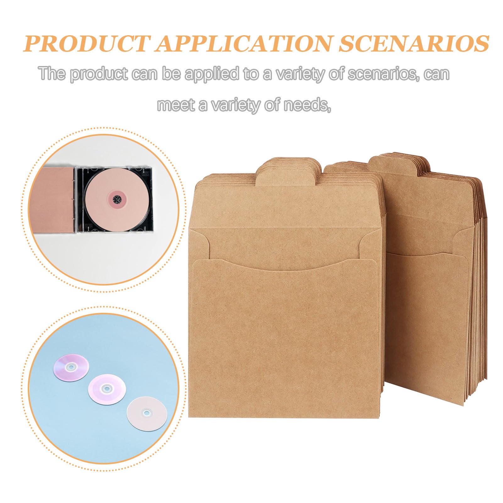 YARNOW Bolsas de Papel Kraft Marrón Tamaño Pequeño y Resistente 50 para CD, Sobres Reutilizables de Cartón Kraft, Ideales para Embalaje y Archivo de Discos