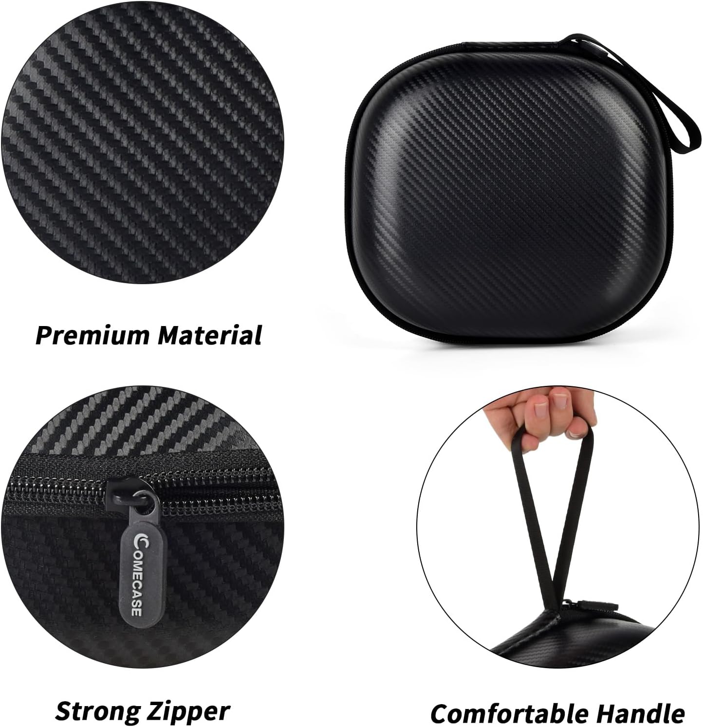 Comecase Universal Hard EVA Shell Headphone Case - Double-Sided Storage for 2 Wireless Headphones, Compatible with Sony WH-1000XM6/ WH-CH720N, for JBL Tune 510BT/720BT, for Soundcore Q20/Q30 (Black) - Image 4