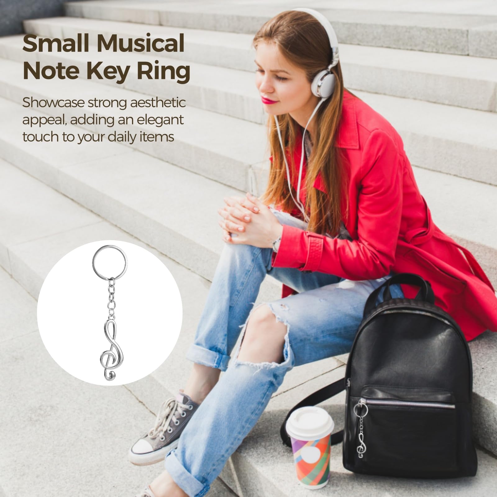 Lot de 48 porte-clés en métal en forme de note de musique, pendentifs compacts, petits porte-clés de musique, accessoires pour les étudiants