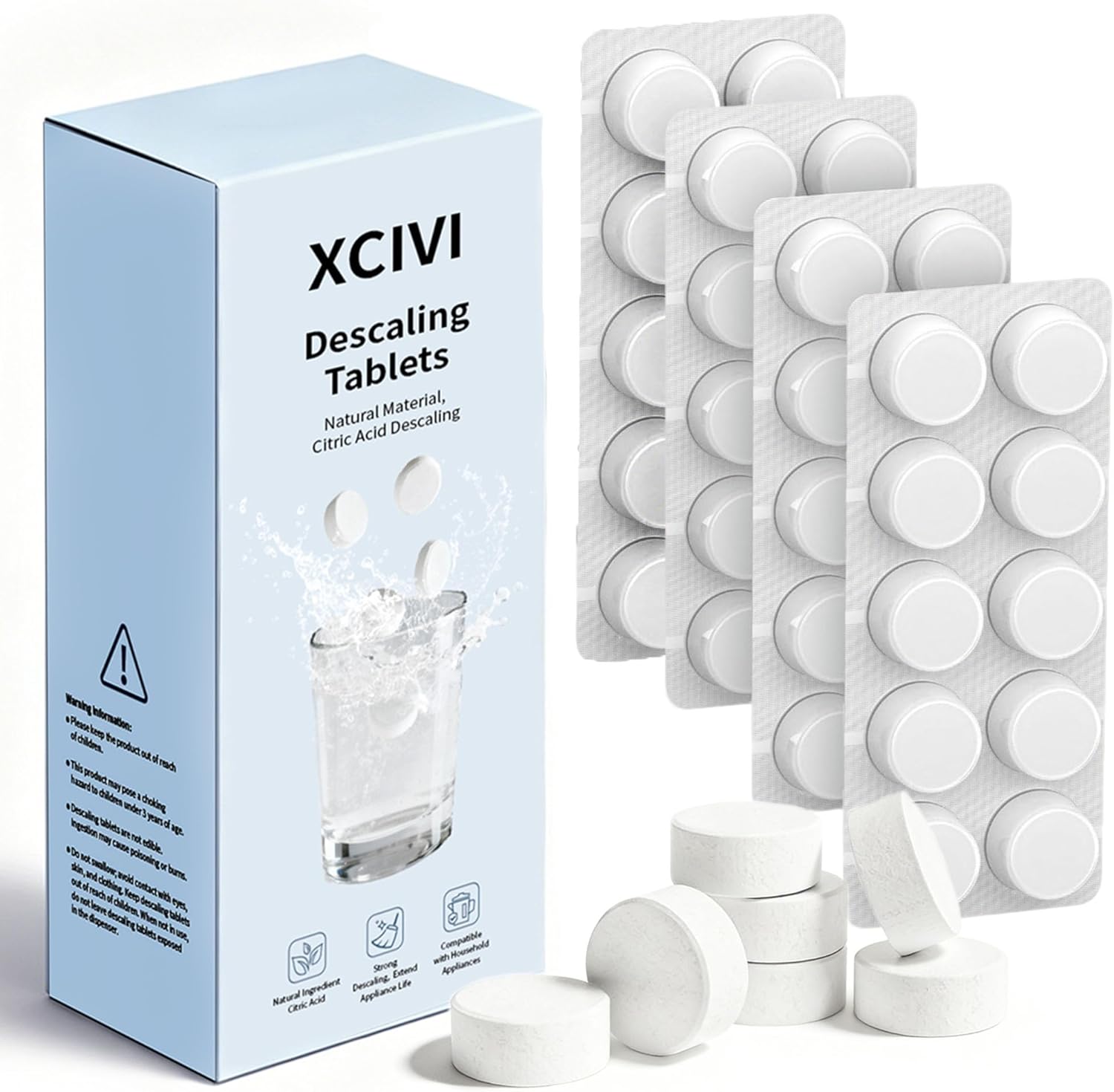 40 Count Descaling Tablets Compatible with Baby Brezza, Momcozy, Papablic & All Brands, Fit for Bottle Washers, Baby Food Maker, Warmers, Sterilizers & Formula Makers, Remove Milk Stains & Limescale