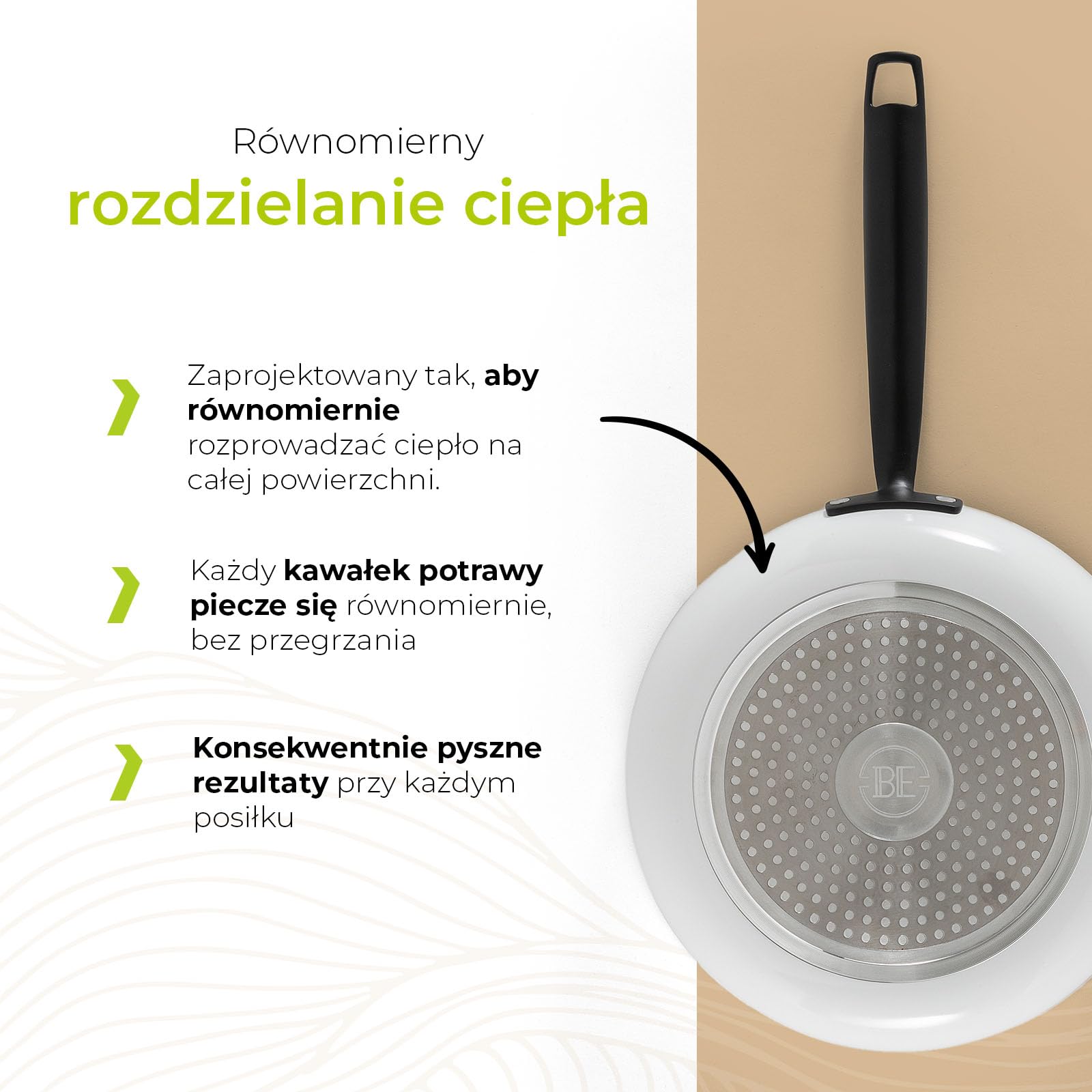 BE Living Essential 5-częściowy zestaw patelni, patelnia do smażenia, patelnia do smażenia, patelnia do sosa, przykrywka, ceramika, bez PFAS, indukcja, biały