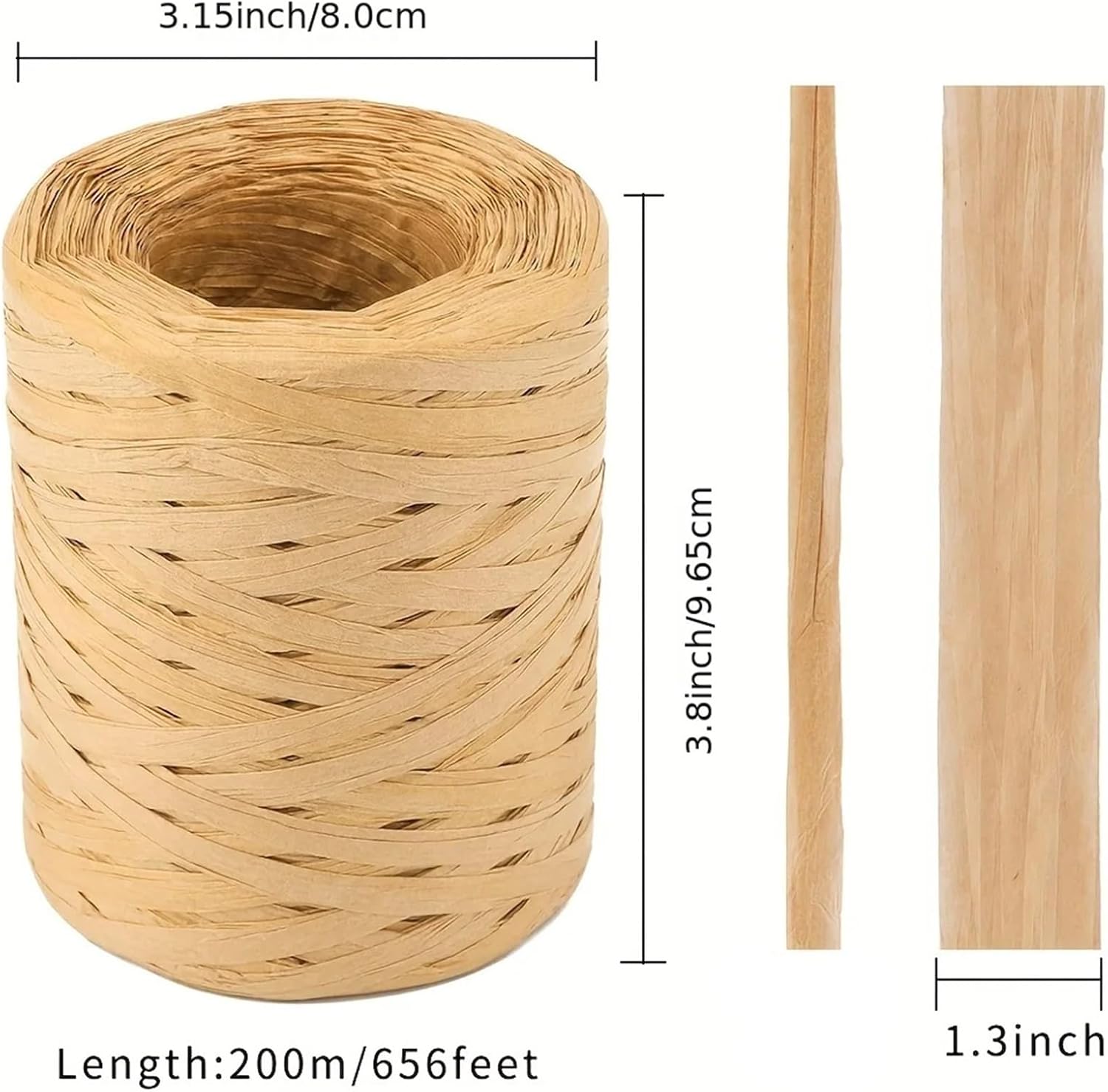 Raffia Paper Ribbon Twine Strings, Raffia Paper Ribbon Pack of 6 200m Light Brown