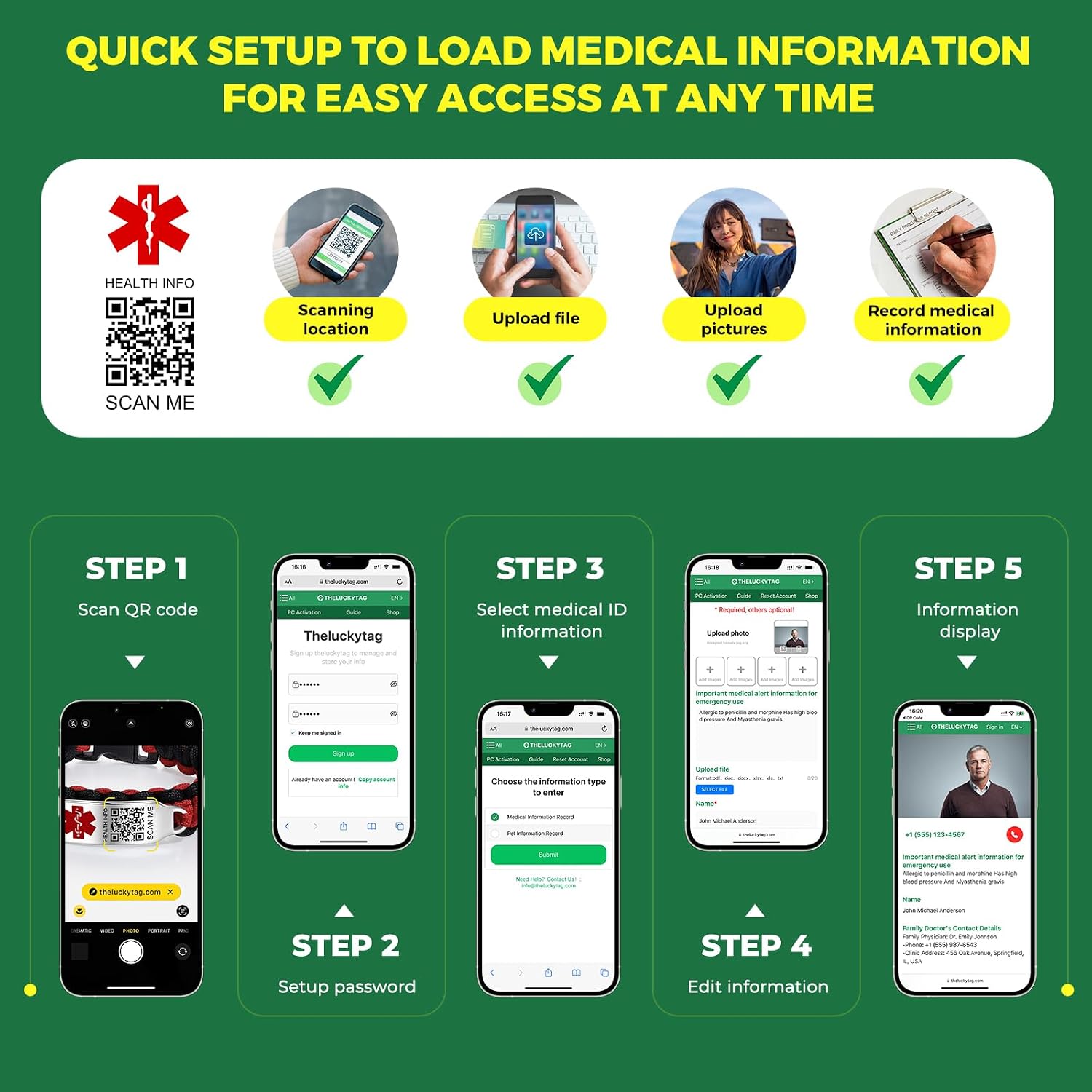 Upgrade Medical Bracelets Men Women with QR Code Medical Alert ID Bracelets