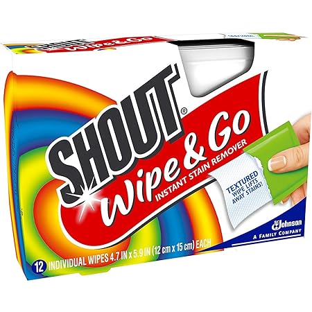 Shout Wipes - Portable Stain Treater Towelettes Pack of 2, 24 Wipes Count, Multicolor