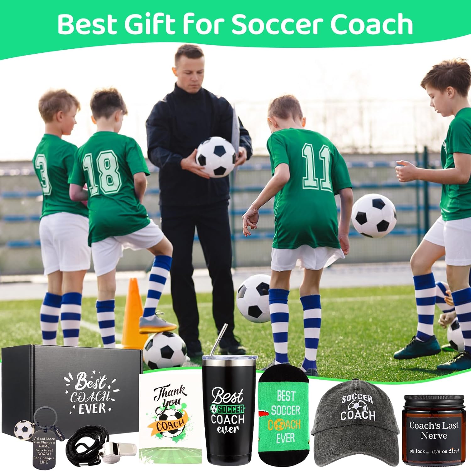 Bayelove Soccer Coaches Gifts, Best Coach Ever, Christmas Gift, Thank You Gifts for Football Soccer Coach Gifts for Men Best Gift for Coaches