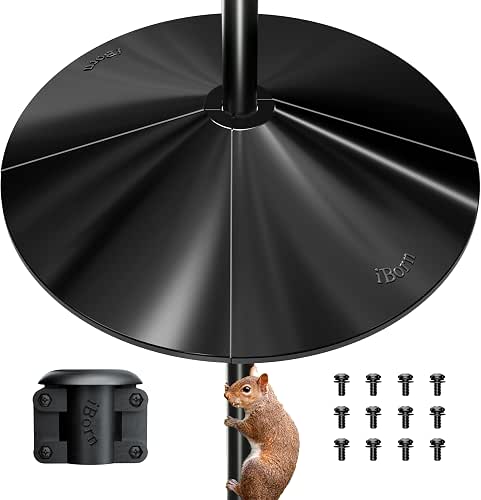 iBorn Squirrel Baffle for Bird Feeder Pole, 19.6” Oversized Squirrel