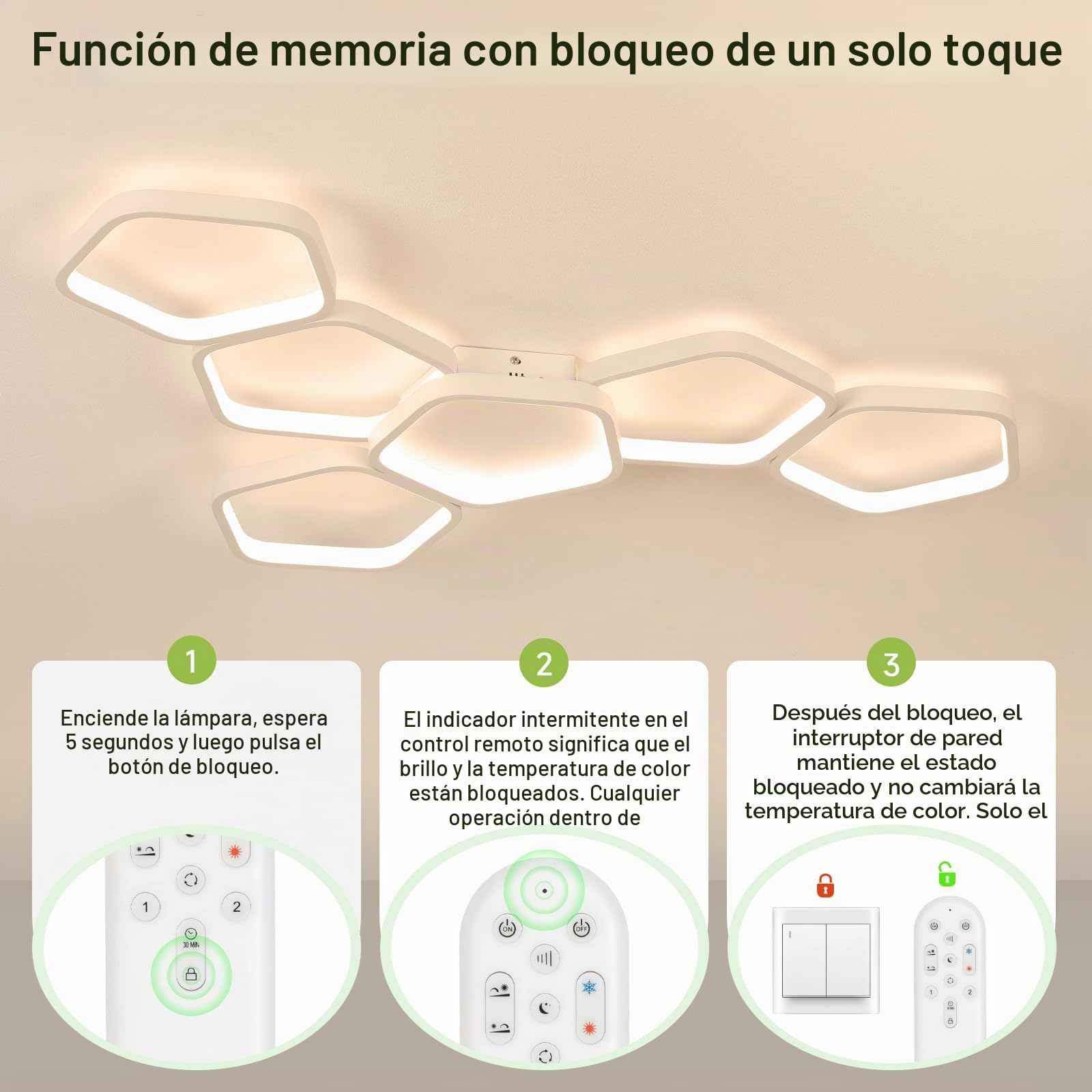 OTREN Lámpara Techo Regulable con Mando a Distancia, 88 cm 58W, 3000K-6500K, Luz Nocturna, Temporizador y Función Memoria,Plafón LED Moderna para Salón, Dormitorio, Cocina
