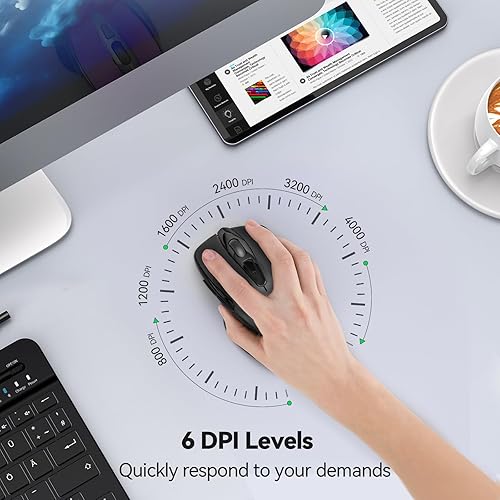 Miniatura 5 de TECKNET Ratón silencioso inalámbrico, clic silencioso, mouse inalámbrico óptico de 2.4G, 6 4000 DPI ajustables, mouse de computadora para laptop,