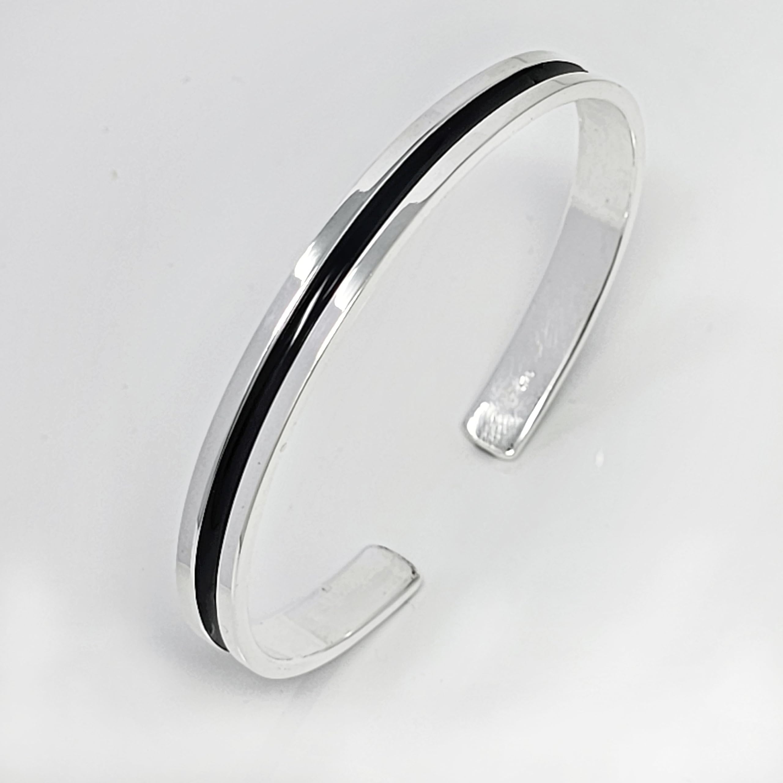 TreasureBayHandmade - Brazalete de plata de ley 925 maciza para hombre, 7 mm, pulsera de plata de una sola línea para hombre