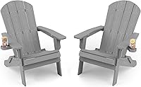 Vista 35 de YEFU Silla Adirondack, silla Adirondack de plástico de gran tamaño, sillas plegables para exteriores con soporte para tazas, silla de césped