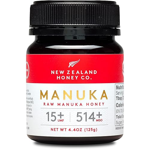 New Zealand Honey Co. Miel de manuka cruda UMF 15+ | MGO 514+, certificado UMF / 4.4oz