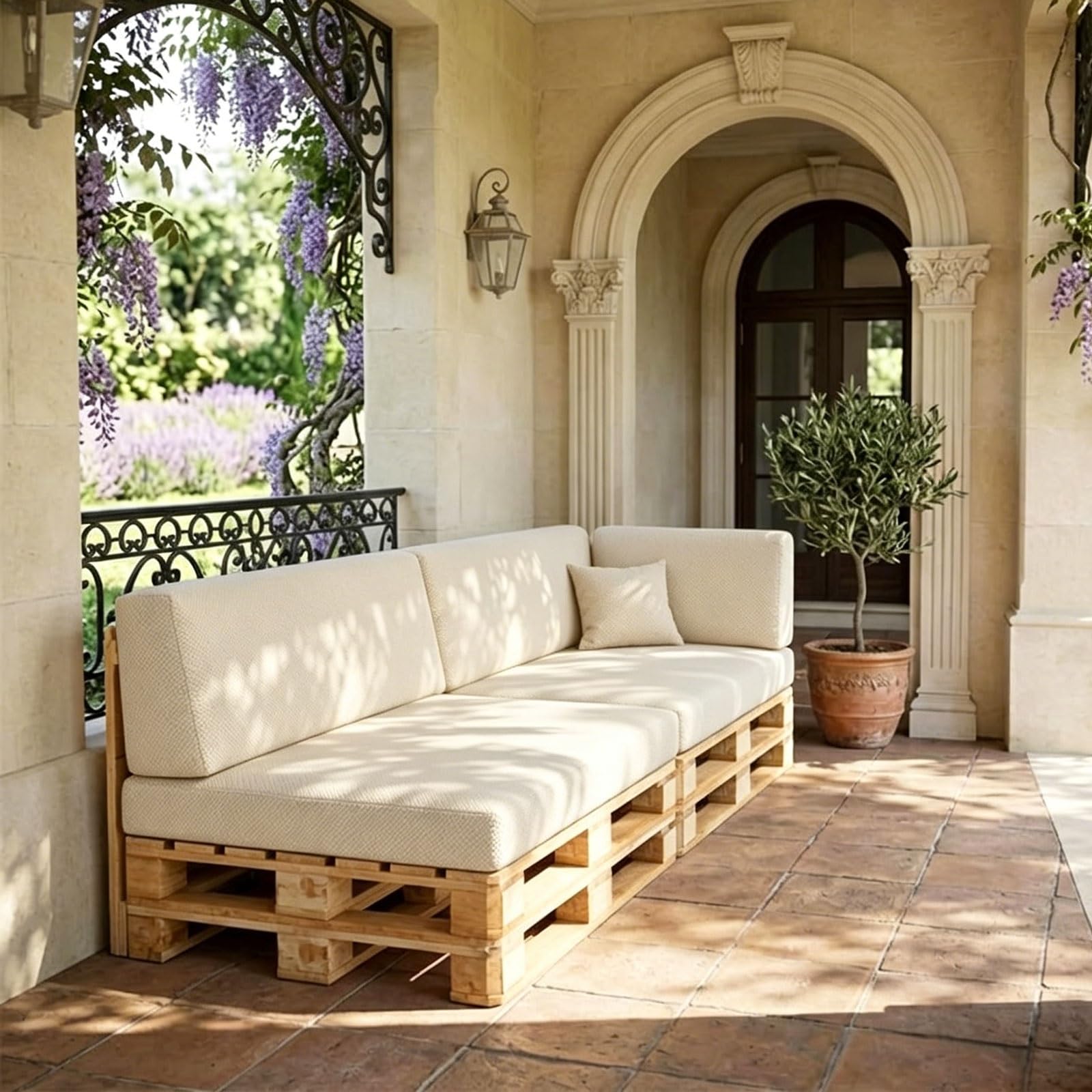 Housse de Siège Jardin pour Palette 120x80/60x40/120x60/120x40cm,Protection de Coussin Palette Lavable, Housse Coussin Palette Imperméable Fermeture Éclair Jardin(1,Seat：80x120cm)
