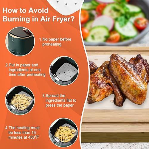 Miniatura 3 de Numola - Papel pergamino perforado para freidoras de aire, 100 piezas de papel cuadrado de bambú compatible con Philips, Cozyna, Secura, NuWave,