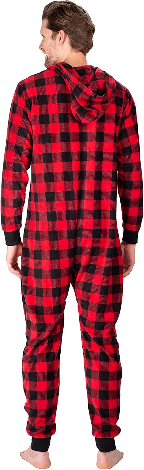 Men’s Fleece Onesie – Full Zip Hooded Union Suit – Soft Adult One-Piece Year-Round Lounge Set - Image 2