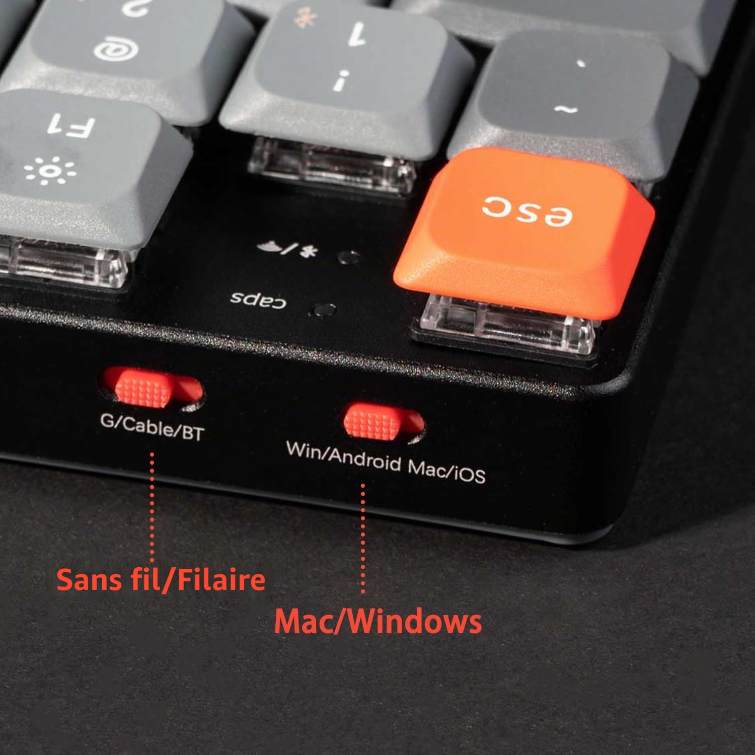 Keychron K5 Max 100% Clavier Mécanique sans Fil Personnalisé Ultra Fin, 1000 Hz 2.4GHz Bluetooth Cable Connection QMK/Via Programmable, Hot-Swap Gateron Rouge Switch pour Mac/Windows/Linux, FR-ISO