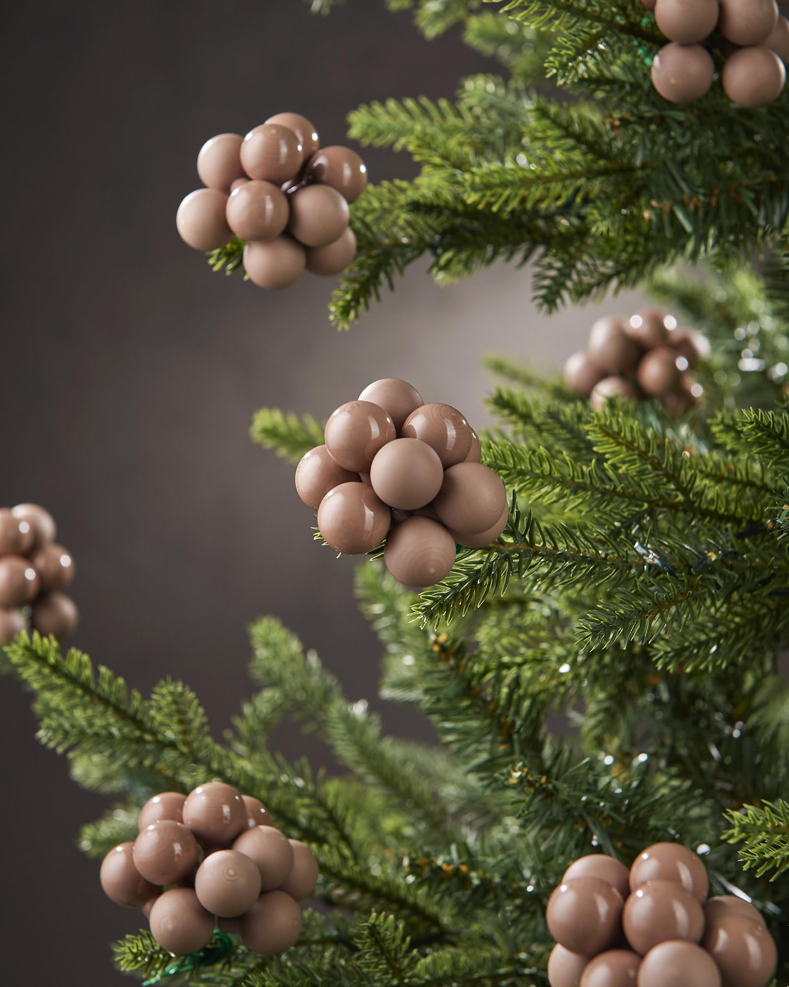 Set of 10 Mocha Glass Berry Cluster Christmas Baubles