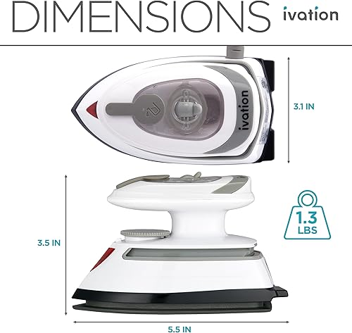Miniatura 4 de Ivation Plancha de vapor de viaje  Mini plancha seca de doble voltaje y vaporizador de ropa con suela antiadherente, control de temperatura y luz