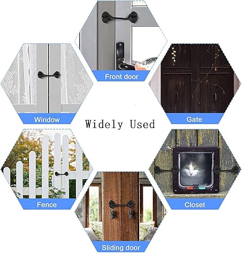 Miniatura 6 de FUIEJIOEI Pestillo de cerradura de puerta de acero inoxidable con gancho y ojo para ventana, puerta de granero, dormitorio, garaje, cobertizo (4