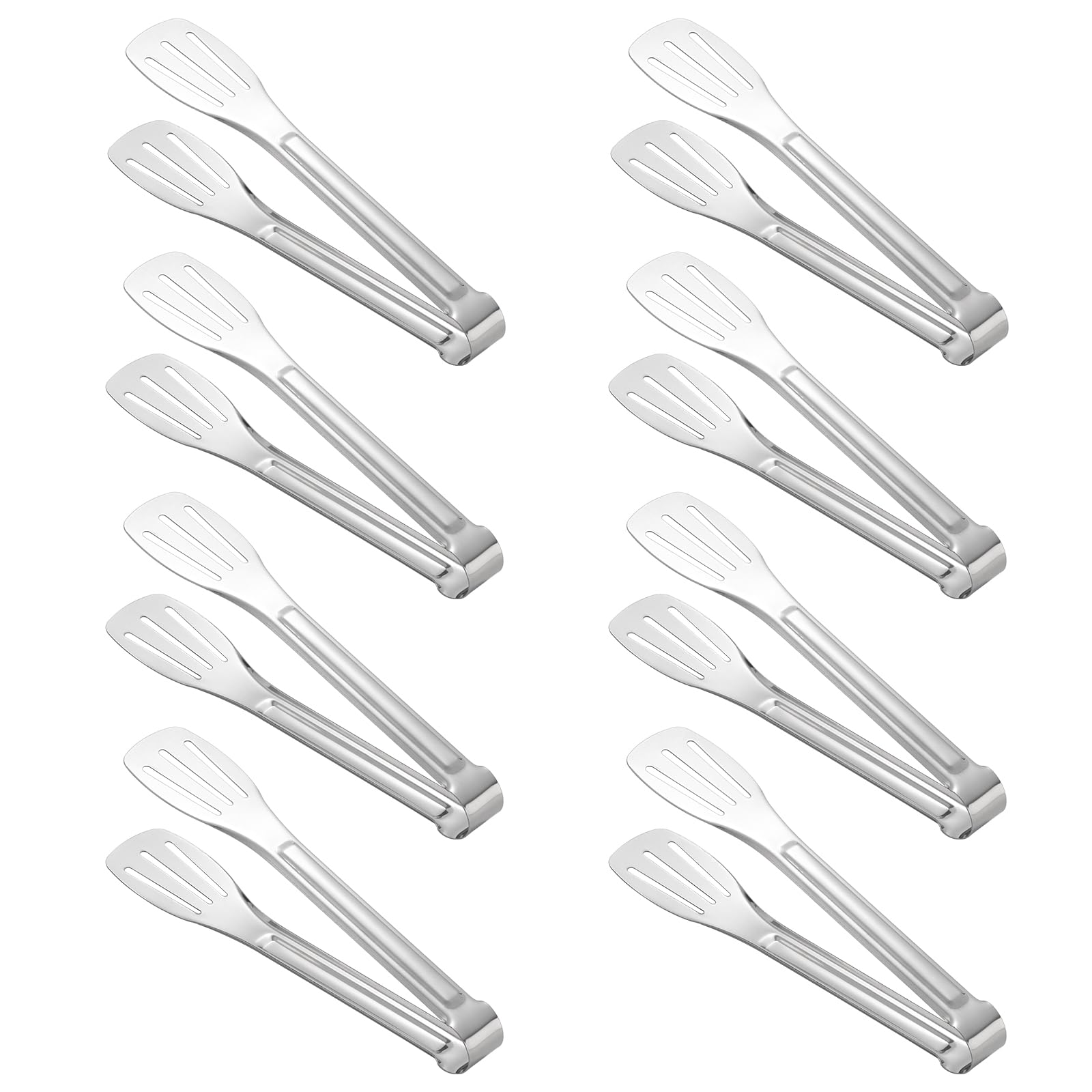 8 Pcs Serving Tongs - 7 Inch Stainless Steel Buffet & Appetizer Tongs