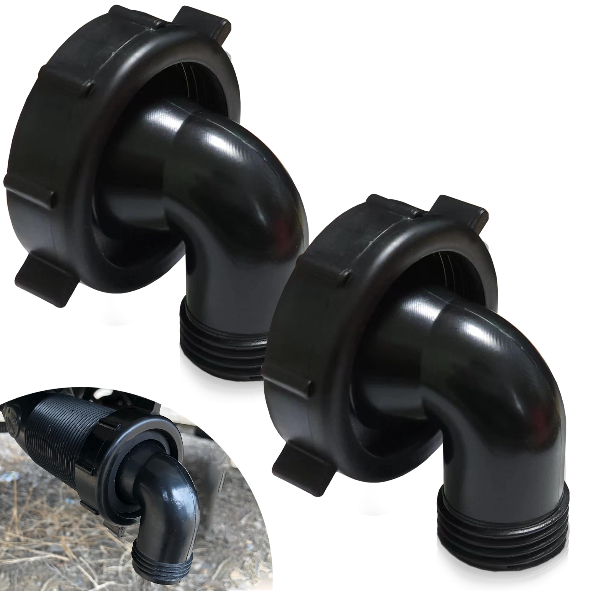 TonGass RV Sewer Pipe Adapter Combo – 3” Rotating Bayonet & Termination Fitting, ABS Plastic, Leak-Proof