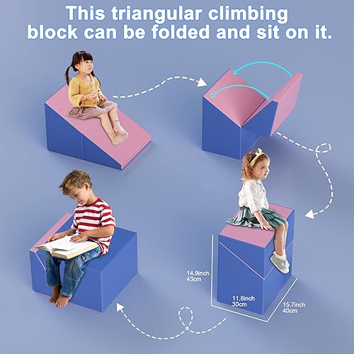 Miniatura 6 de KORIMEFA Bloques de escalada de espuma para niños pequeños, juguetes de escalada para bebés, juguetes de escalada para interiores, juguetes de