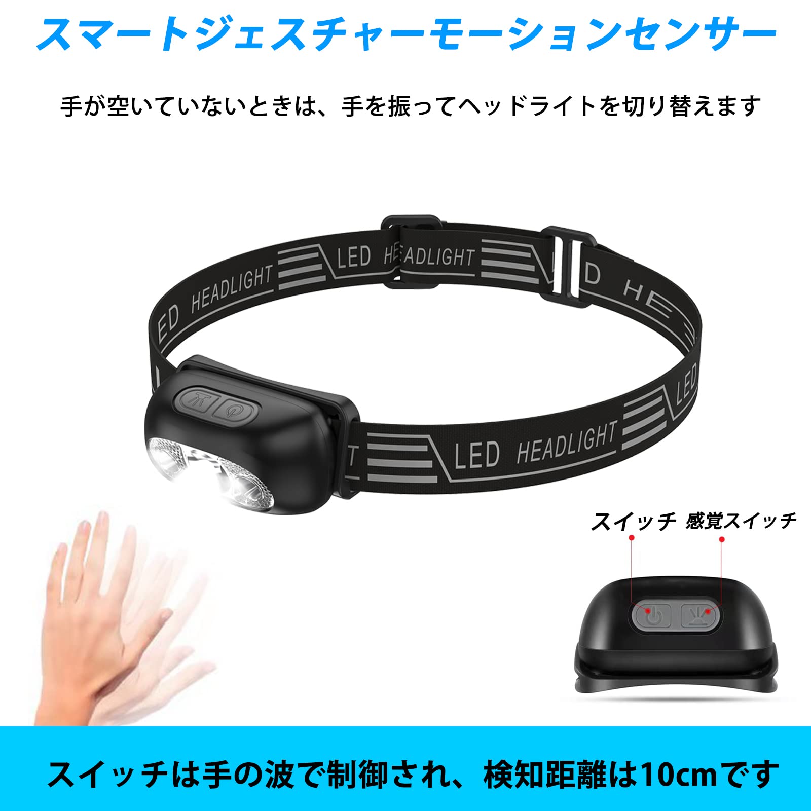 Amazon.co.jp: USB充電式 高輝度 LED ヘッドライト 500ルーメン頭