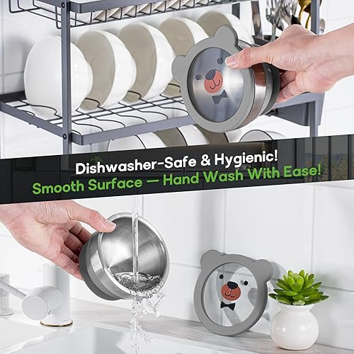 Miniatura 6 de Juego de ventosas y cucharas para bebés y niños pequeños, ventosas de silicona antideslizantes, cuencos avanzados de acero inoxidable 304,