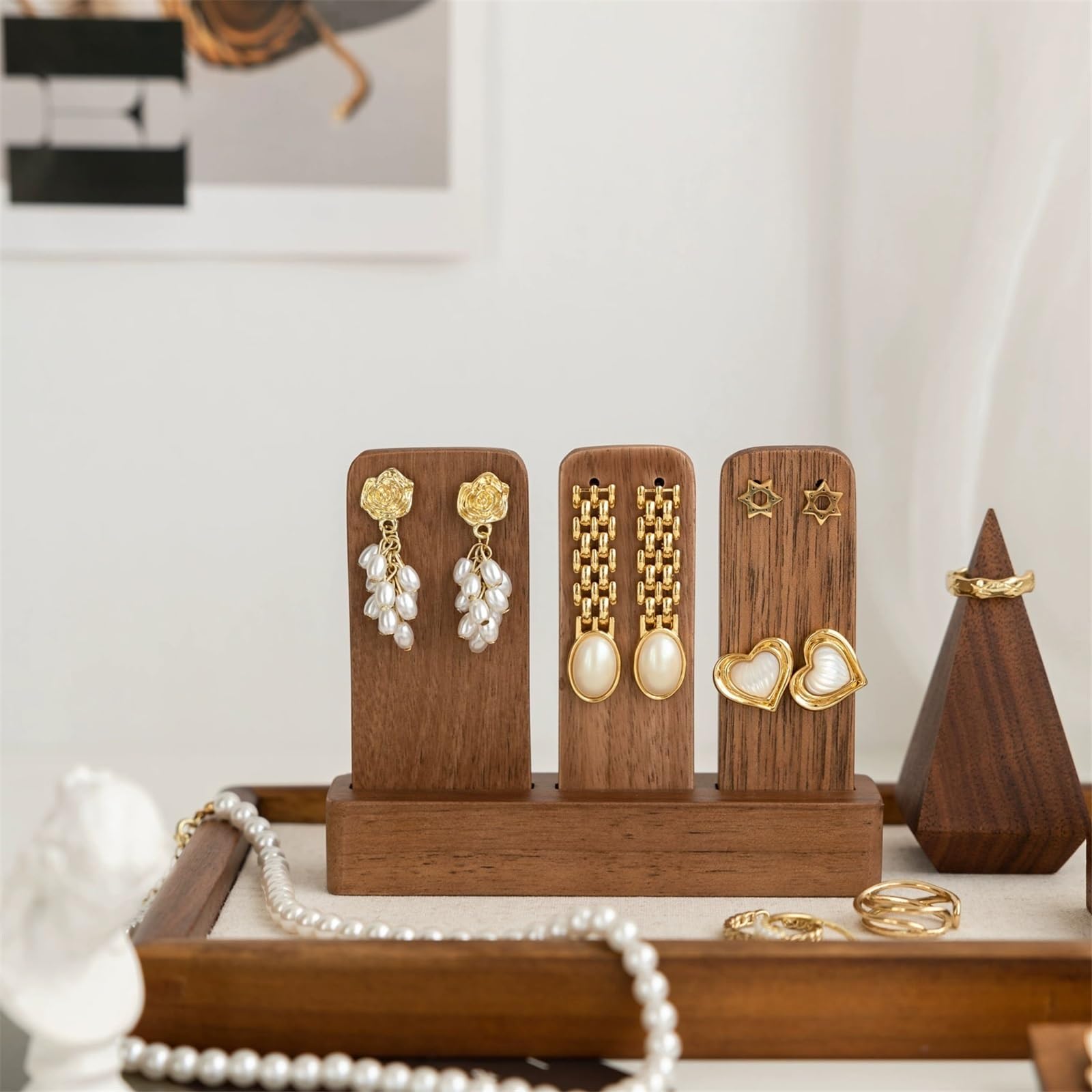 Estetico Detachable Base Wooden Earring Display Stand