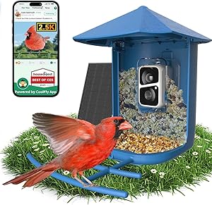 2.5K HD Bird Feeder with Camera – AI Species, 170° Live View, Auto Video Capture, Real-Time Bird Arrival Alerts, 5500mAh Battery with Solar Up to 6 Months Power, Support 128G Card, 2.4G WiFi asin的图片