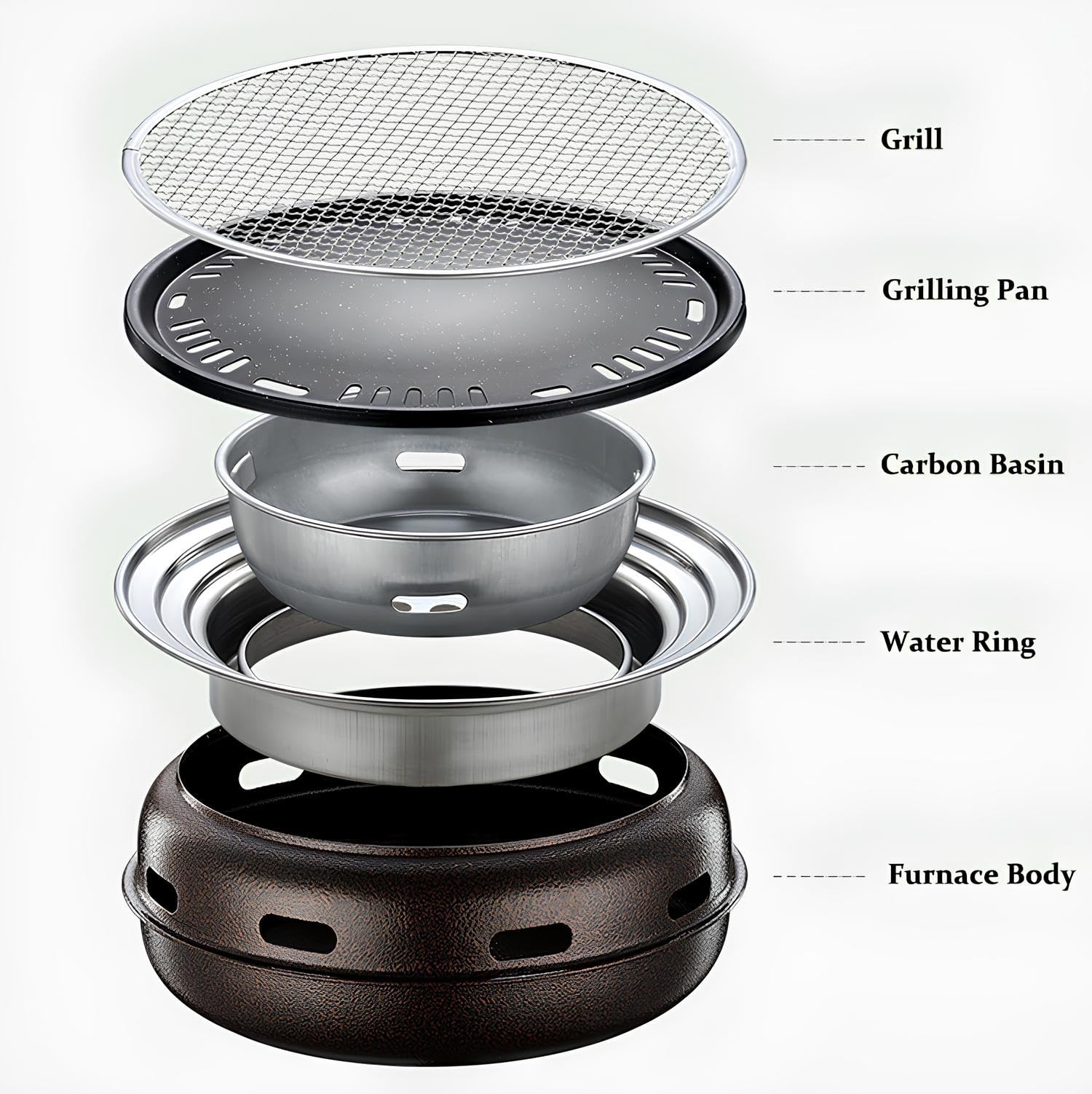 Barbecue A Carbonella Multifunzione Barbecue Portatile Coreano Giapponese, BBQ Barbecue Grill Ø 35cm Fácil da Montare E Pulire per Giardino, PIC-nic, Campeggio(Large A)