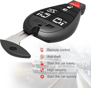 VOFONO Keyless Entry Remote Key Fob Compatible with 08-16 Chrysler Town and Country 08-14 Dodge Grand Caravan 11-14 Dodge Durango Replacement for P/N: M3N5WY783X (5+1 Buttons)