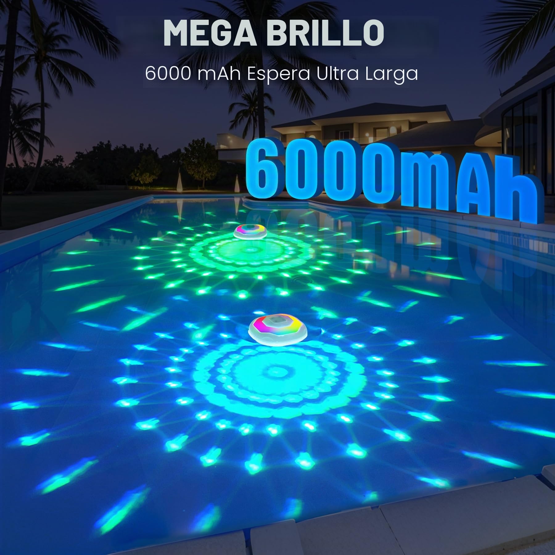 DeeprBetter Luces Piscina Flotantes con Control Remoto, Espectáculo de Luz | Recargable Luces para Piscina Bajo el Agua, IP68 Impermeable Luz Flotante Piscinas, Iluminación Piscinas - 2PCS