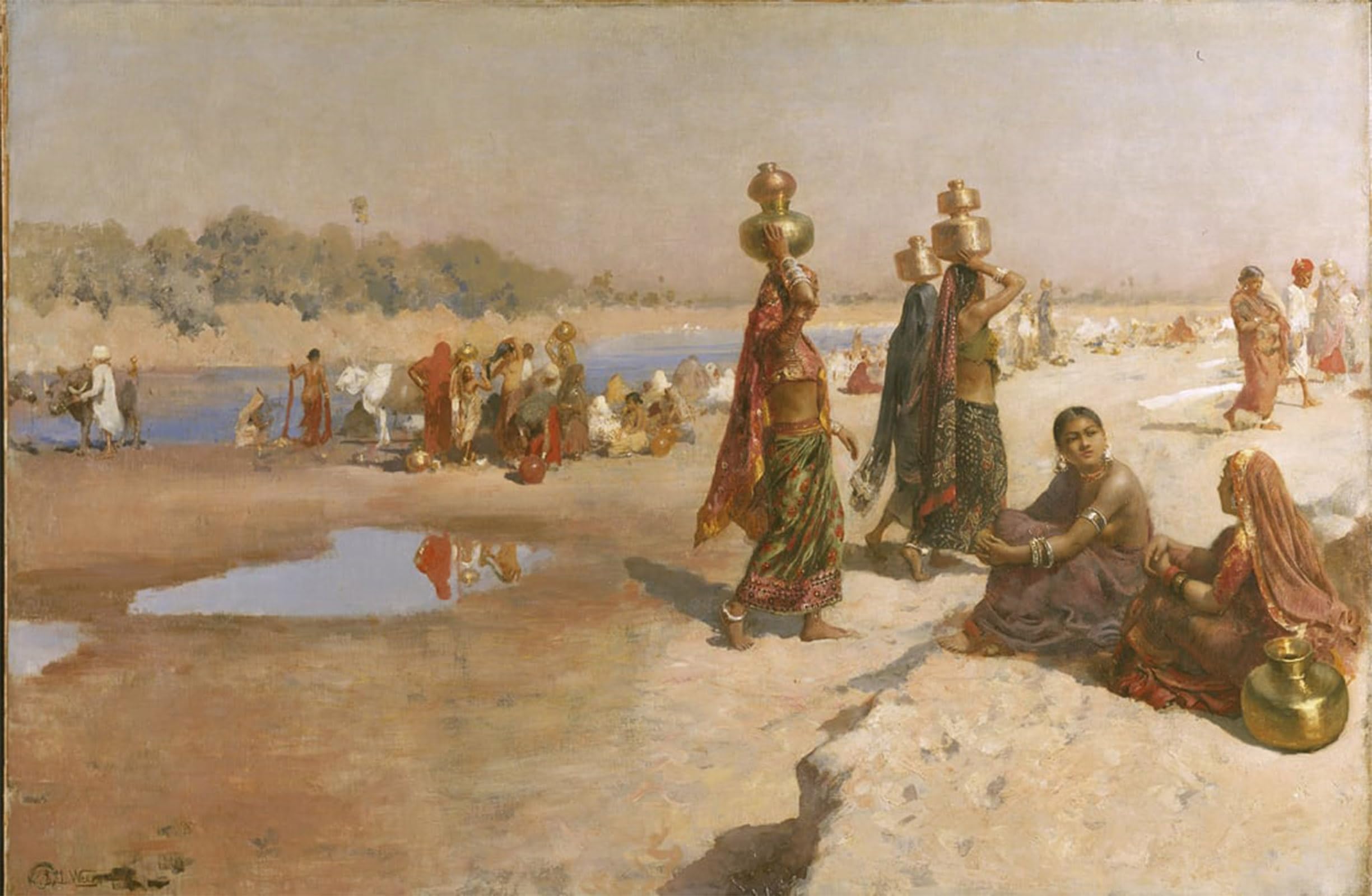 ARTXLXXBN Famous Print Painting Colorful Art Print Water Caariers of the Ganges by Edwin Lord Weeks Canvas Art Decorations for Home Decor 60x90cm