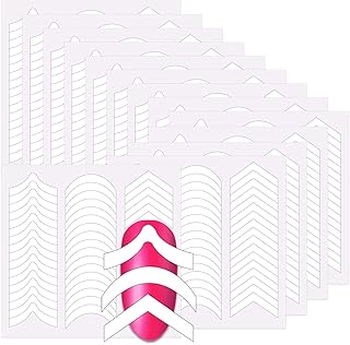 SILPECWEE 4320 Pieces 90 Sheets French Tip Nail Guides Nail Stencils Self-Adhesive Nail Art Stickers French Manicure Strip...