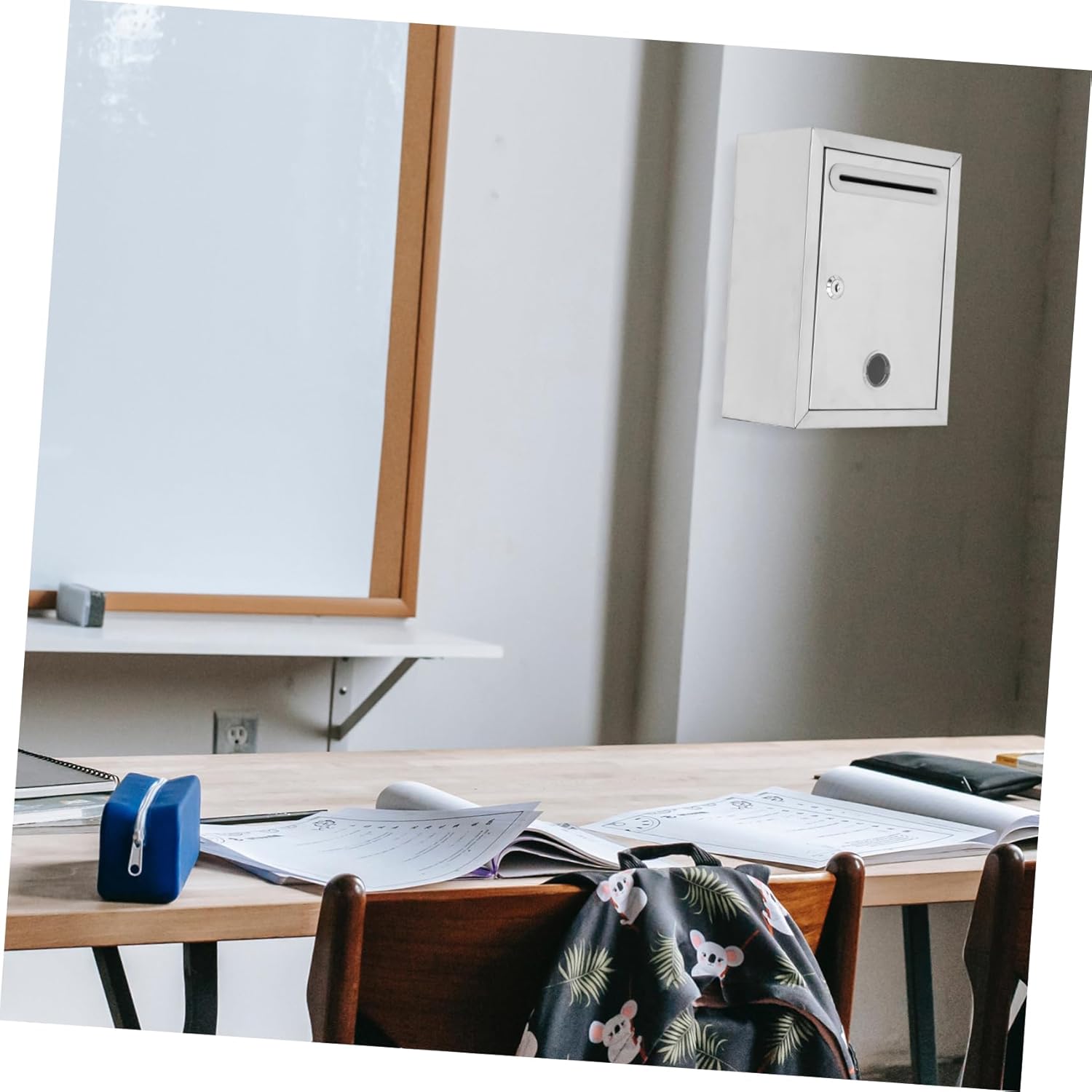 Resistant Stainless Steel Wall Mount Locking Mailbox with Security Lock Multi Functional Outdoor Letter and Suggestion Storage Box for Confidential Mail and Complaints