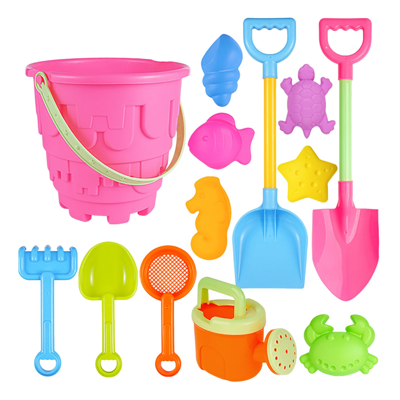 Generisch Sandspielzeug Set 13 für Kinder Robustes Sandkasten Spielzeug mit Eimer Sandförmchen und Bunt Reise Sand Spielzeug für Strand Urlaub Garten Sicheres Outdoor Spielzeug für Junge und Mädchen