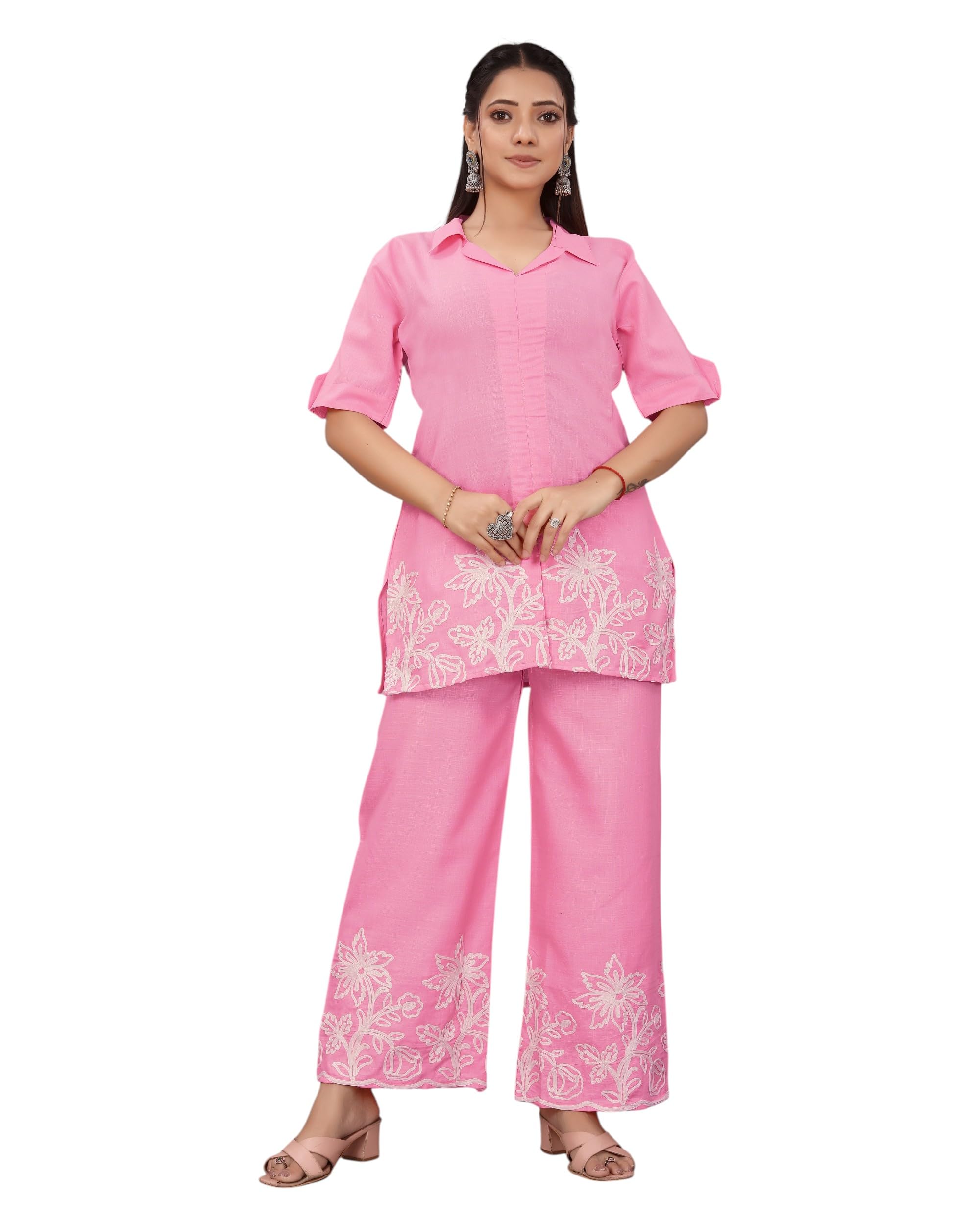 Women's Stylish Co-Ord Set Shirt and Wide Leg Palazzo Pants | Trendy Casual Outfit for Office Wear, Vacation, Office, Travel & Lounge Wear& Everyday Fashion-image-18