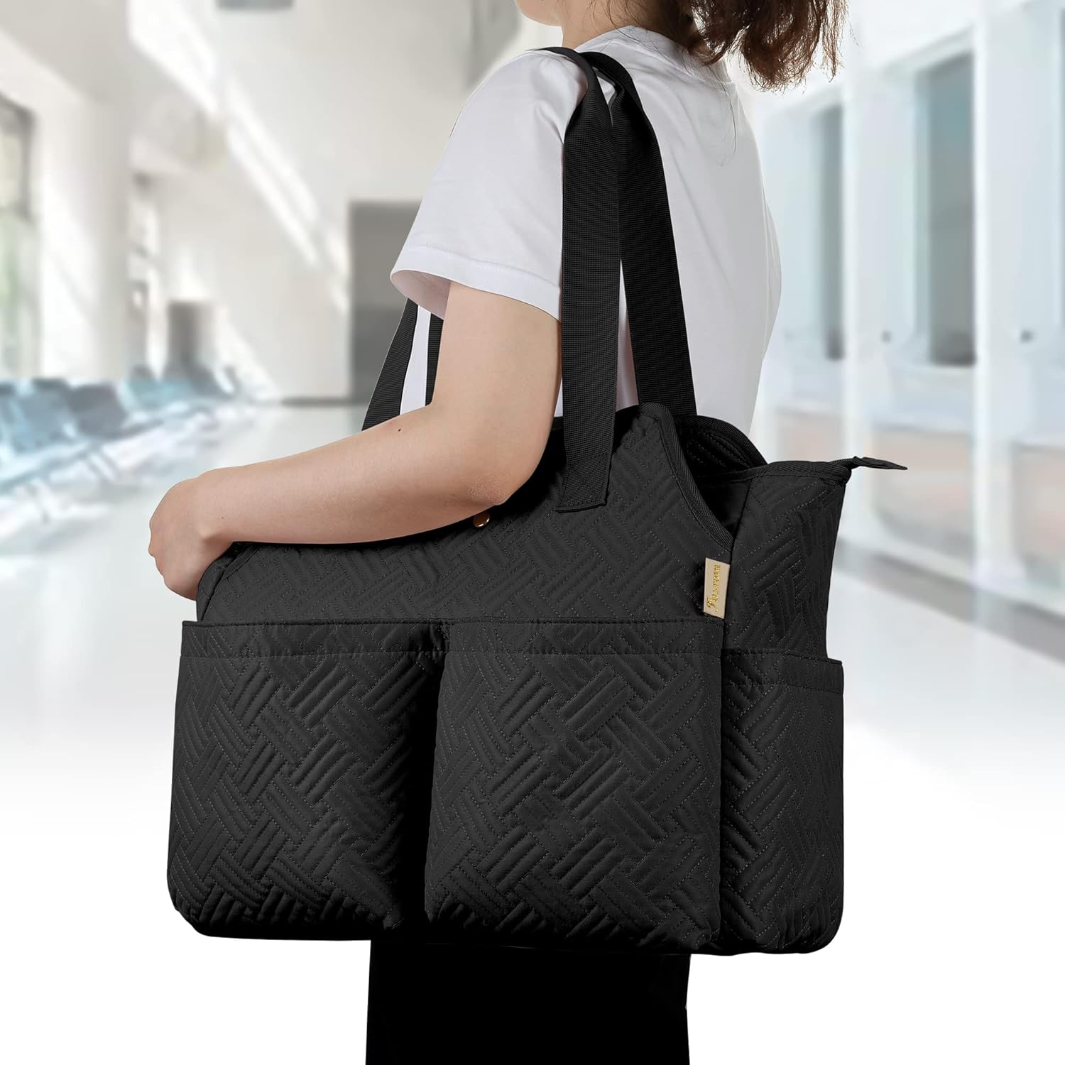 Fasrom Nurse Bag for Work Nurses with Laptop Compartment, Clinical Tote Bag for Nursing Students or Doctors, Black (Empty Bag Only) - Image 2